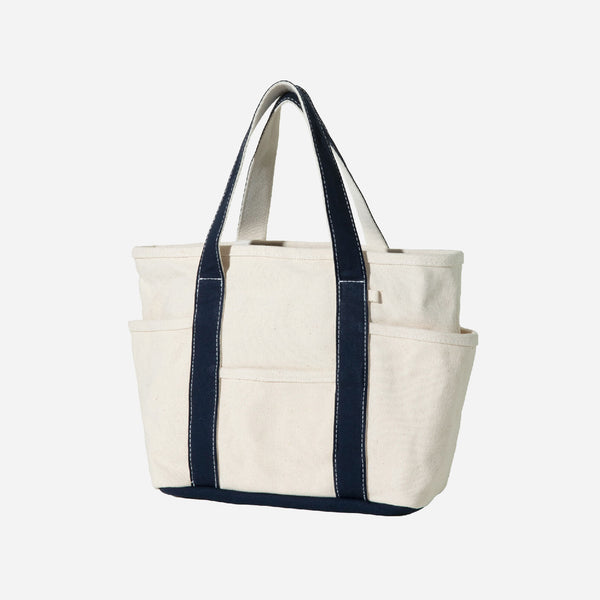 SMALL CAFE TOTE BAG - ECRU/NAVY