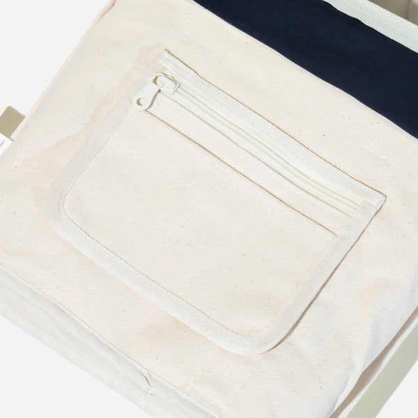 SMALL CAFE TOTE BAG - ECRU/NAVY