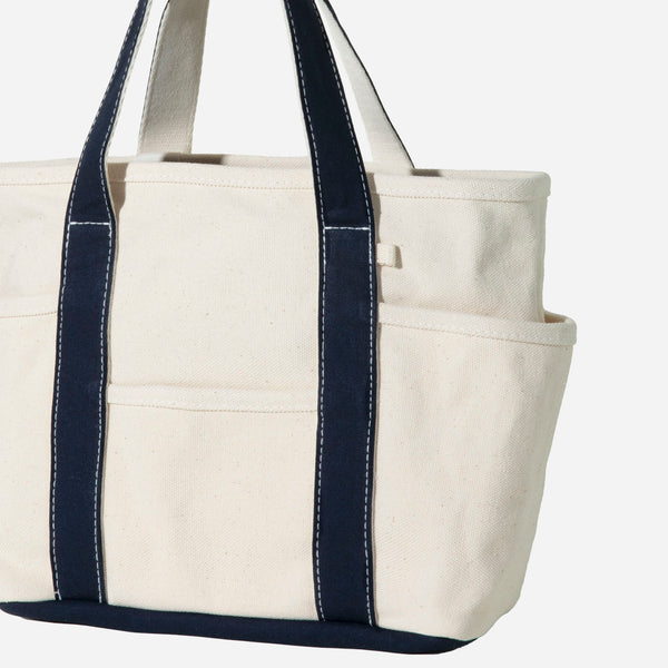 SMALL CAFE TOTE BAG - ECRU/NAVY