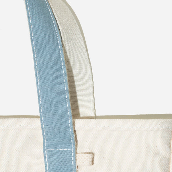 SMALL CAFE TOTE BAG - ECRU/SKY