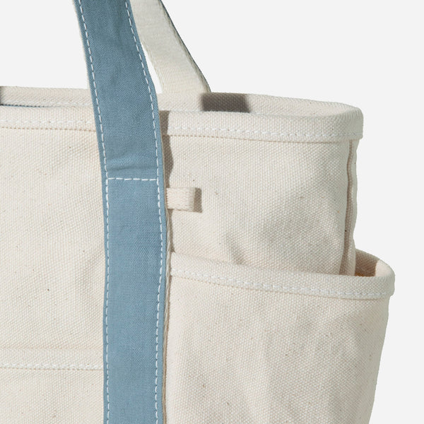 SMALL CAFE TOTE BAG - ECRU/SKY