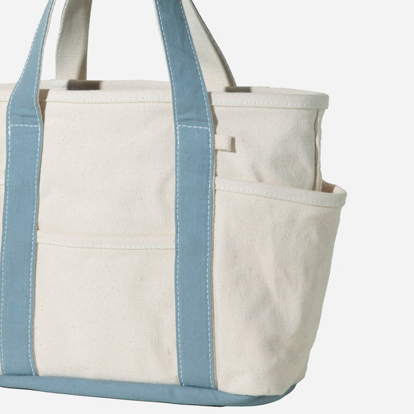SMALL CAFE TOTE BAG - ECRU/SKY