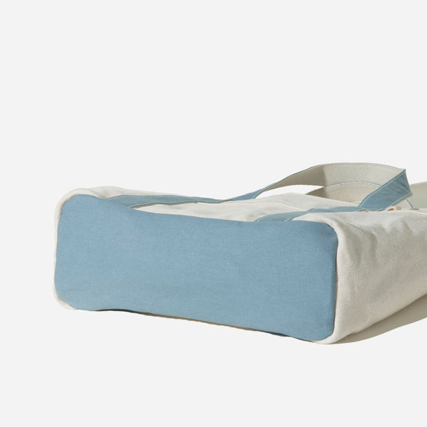 SMALL CAFE TOTE BAG - ECRU/SKY