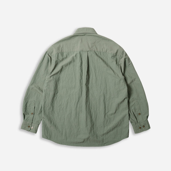 NYLON RAYON RELAXED SHIRT - JADE GREEN