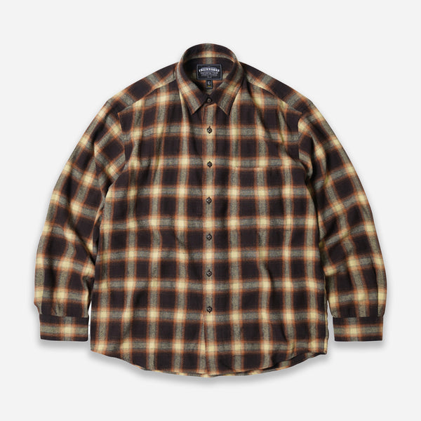 OMBRE FLANNEL RELAXED SHIRT - BROWN