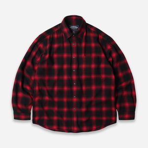 Frizmworks - OMBRE FLANNEL RELAXED SHIRT - RED -  - Main Front View