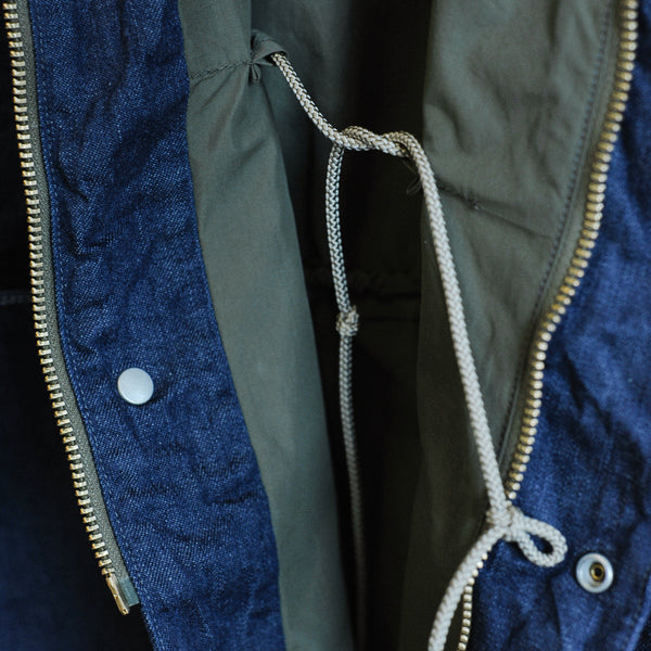 60/40 COVERALL HOODED JACKET - DENIM ONE WASH
