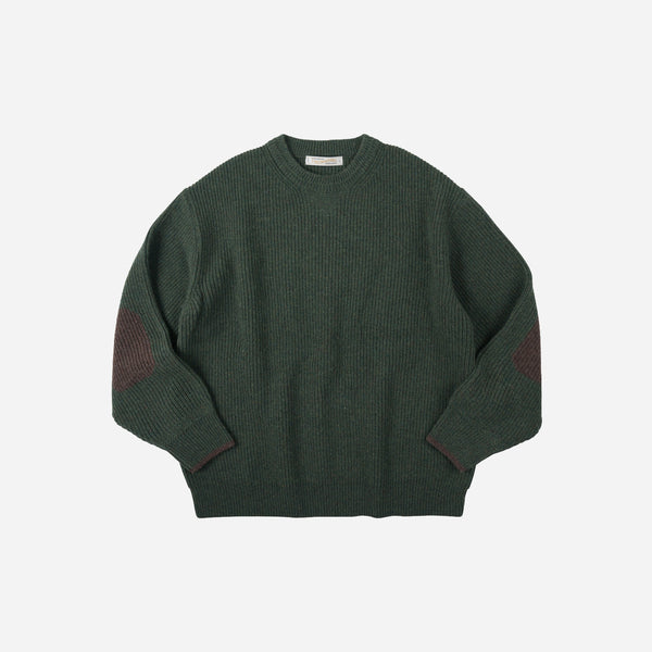 Frizmworks Patch Round Pullover Knit - Forest Green