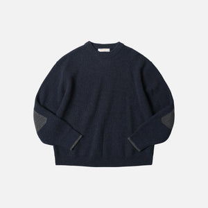 Frizmworks - PATCH ROUND PULLOVER KNIT - NAVY -  - Main Front View