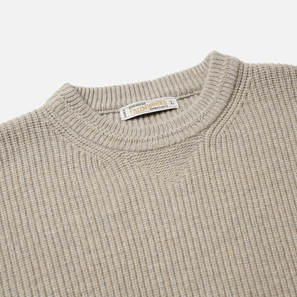 PATCH ROUND PULLOVER KNIT - OATMEAL