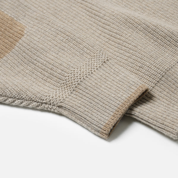 PATCH ROUND PULLOVER KNIT - OATMEAL