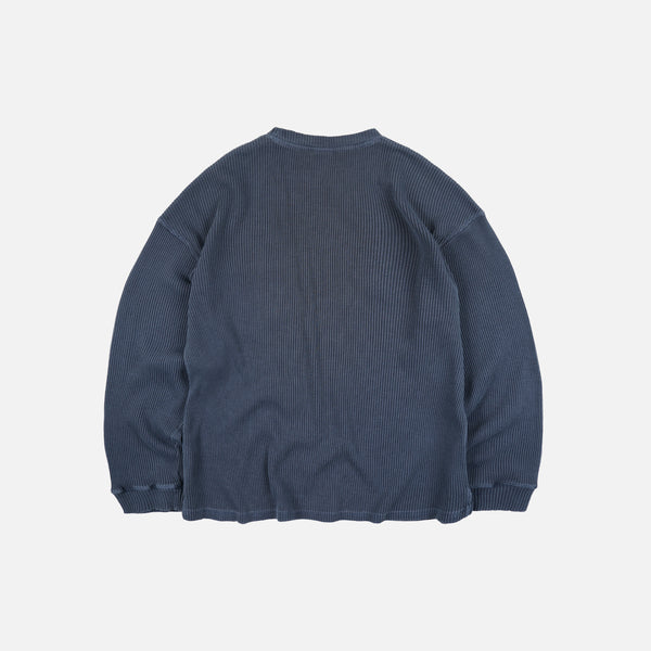 PIGMENT DYEING WAFFLE L/S T-SHIRT - BLUE