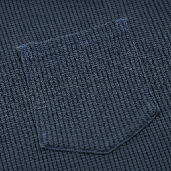 PIGMENT DYEING WAFFLE L/S T-SHIRT - BLUE