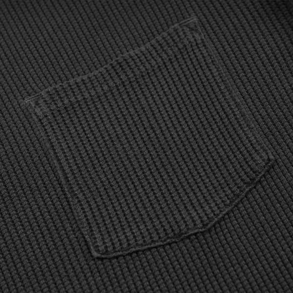 PIGMENT DYEING WAFFLE L/S T-SHIRT - CHACOAL