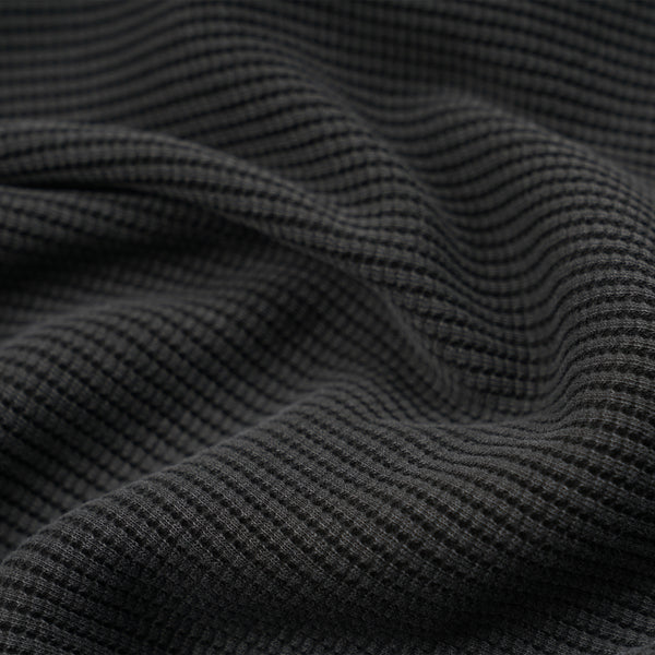 PIGMENT DYEING WAFFLE L/S T-SHIRT - CHACOAL