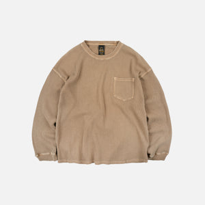 Frizmworks - PIGMENT DYEING WAFFLE LS T-SHIRT - TAN -  - Main Front View
