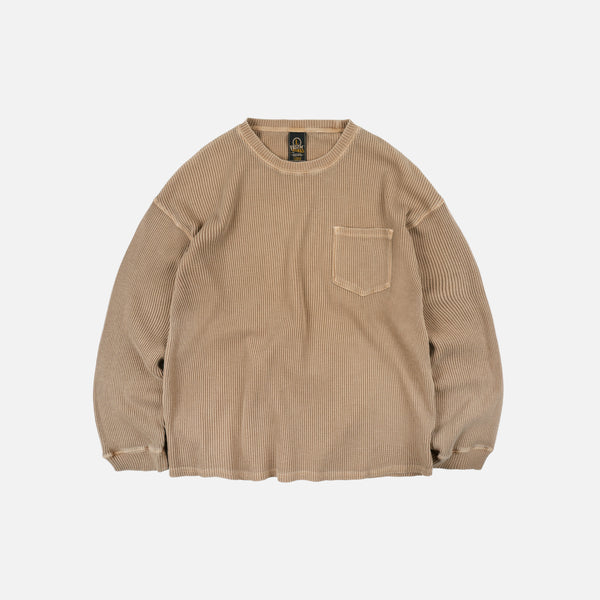 PIGMENT DYEING WAFFLE LS T-SHIRT - TAN