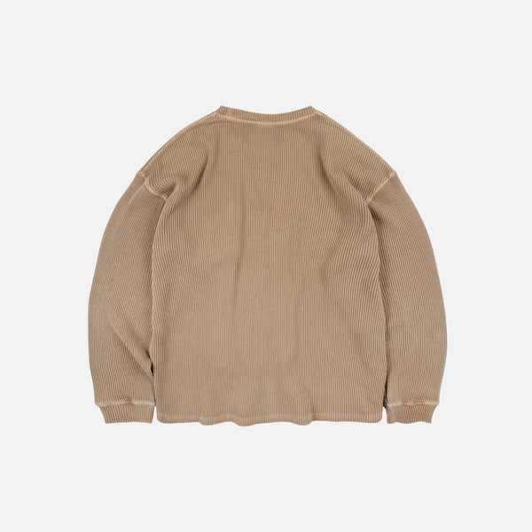 PIGMENT DYEING WAFFLE LS T-SHIRT - TAN