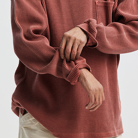PIGMENT DYEING WAFFLE L/S T-SHIRT - PINK