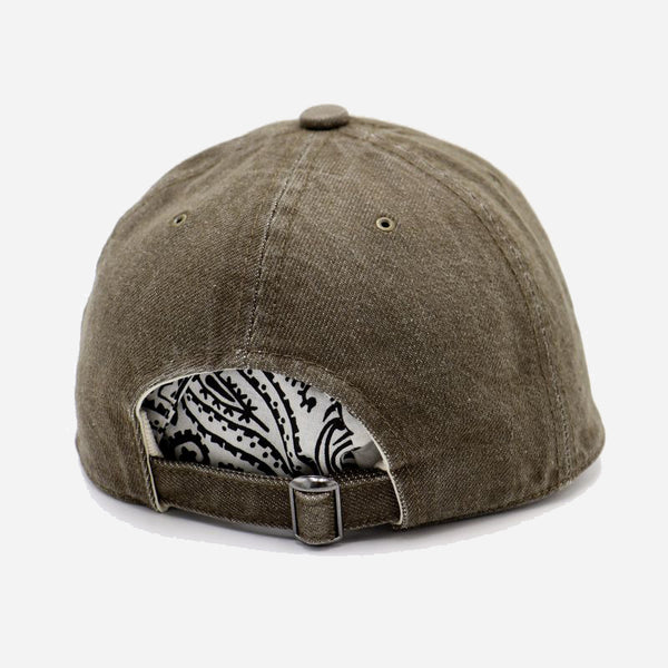 70s WASHED DENIM CAP - OLIVE