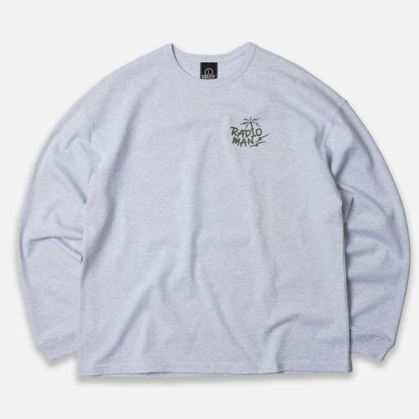 RADIO MAN LONG SLEEVE TEE -  WHITE MELANGE