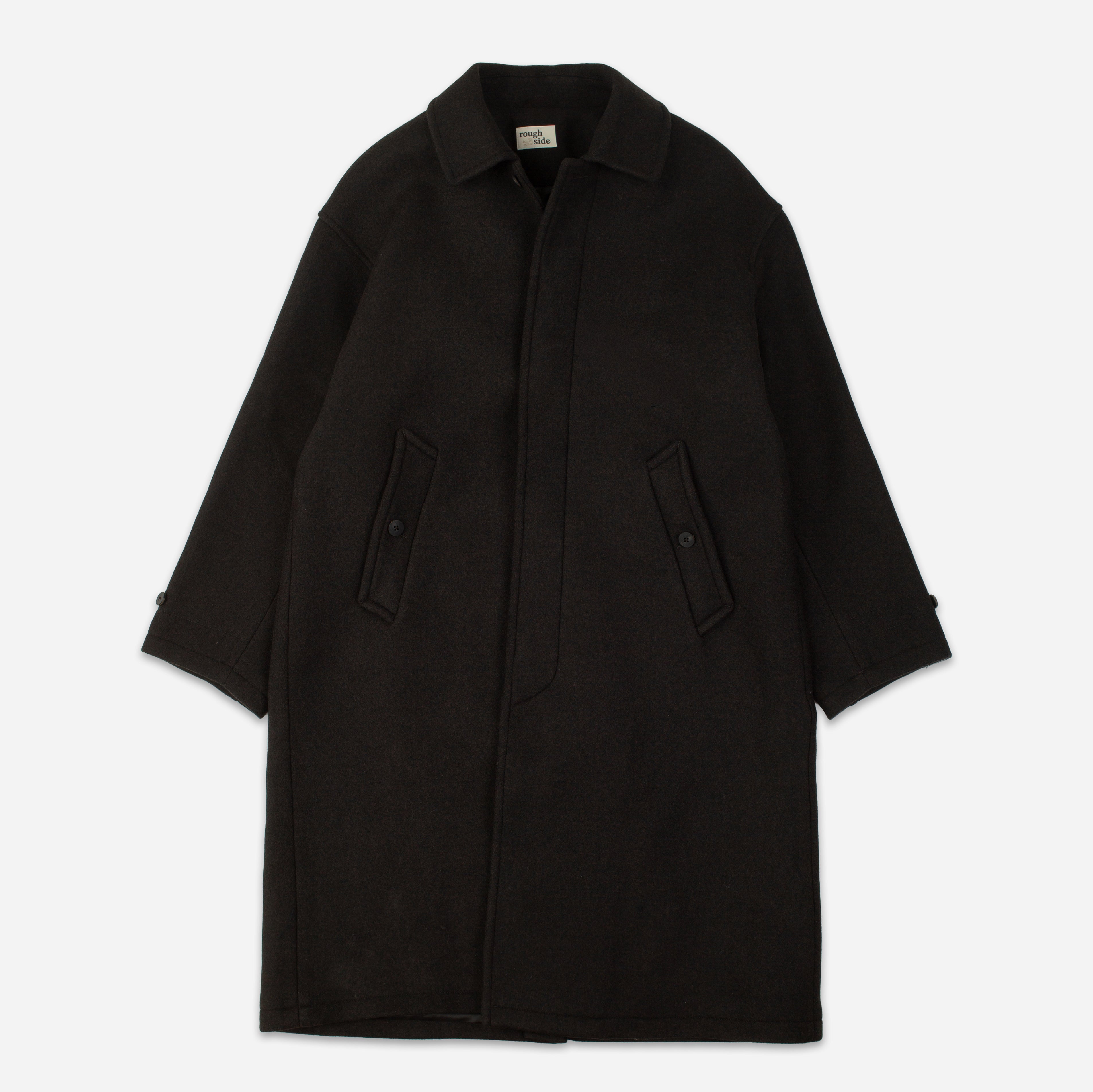 Rough Side WOOL MAC COAT - ASH BLACK - The Great Divide