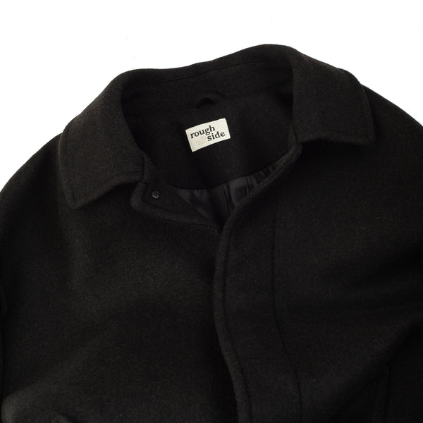 WOOL MAC COAT - ASH BLACK