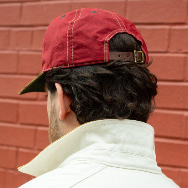 OIL CLOTH BALL CAP - RED/BROWN