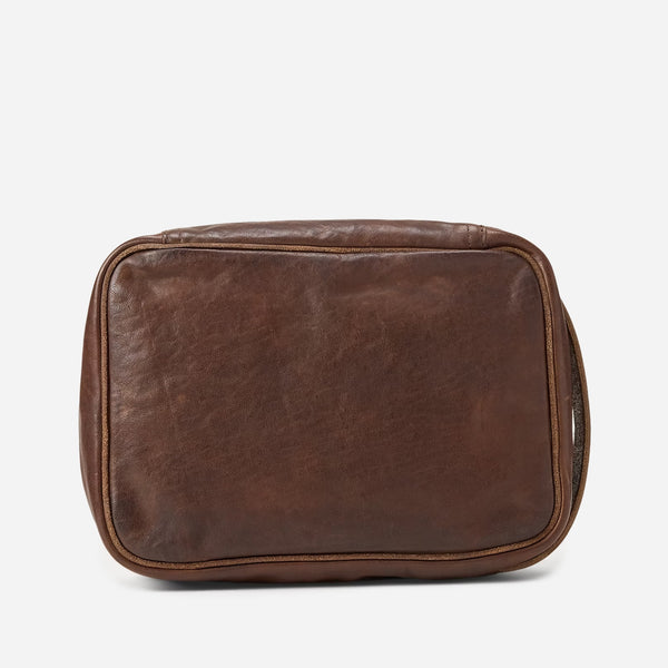 LARGE LEATHER TRAVEL POUCH - BROWN