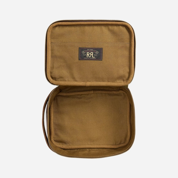 LARGE LEATHER TRAVEL POUCH - BROWN