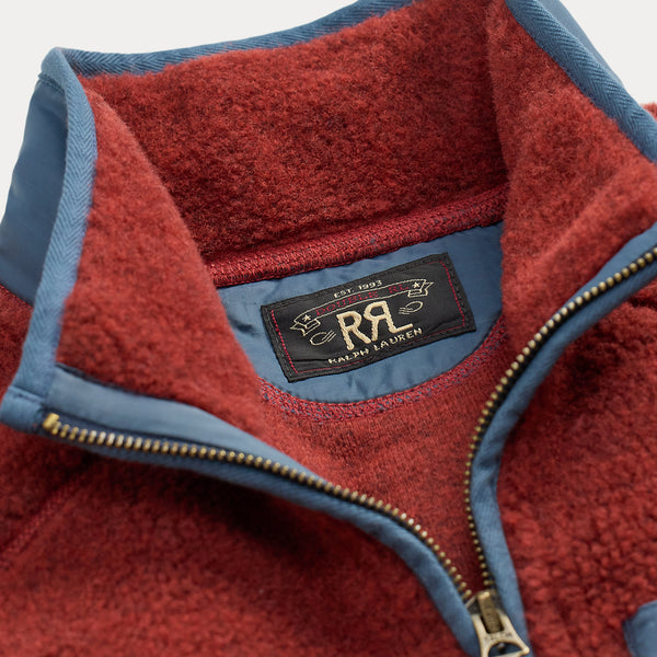 Double RL By Ralph Lauren WOOL BLEND PILE FLEECE JACKET - RED