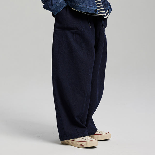 SASHIKO DENIM BALLOON PANTS - INDIGO