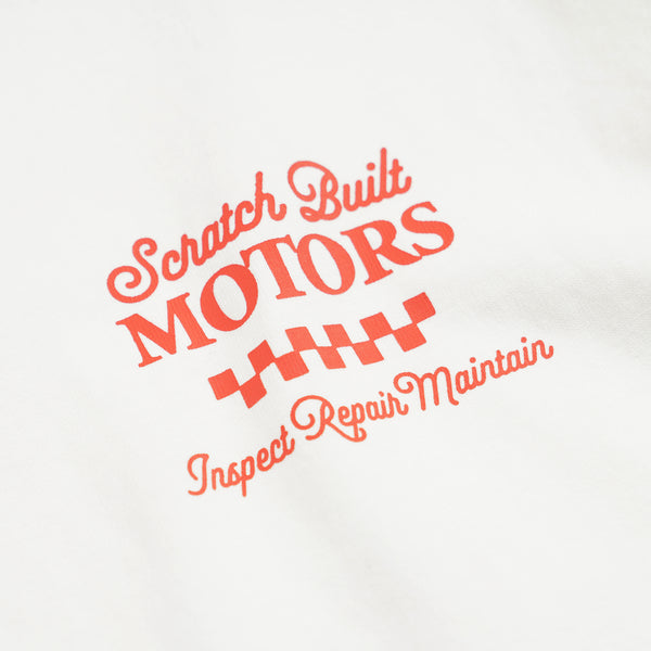 SCRATCH BUILT MOTORS HALF T-SHIRT - WHITE