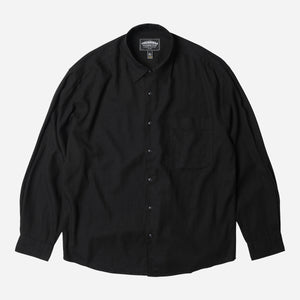 Frizmworks - SILKY LINEN RELAXED SHIRT - BLACK -  - Main Front View