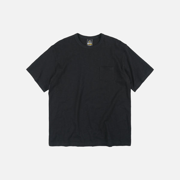SLUB POCKET HALF T-SHIRT - BLACK
