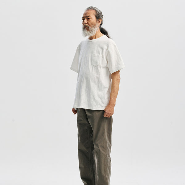 SLUB POCKET HALF T-SHIRT - WHITE