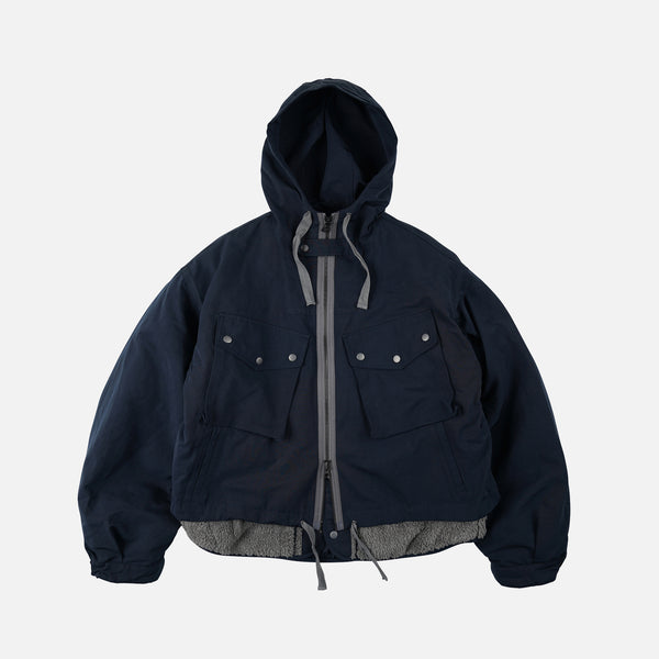 SMOCK 2 IN 1 HOODED PARKA JACKET - NAVY