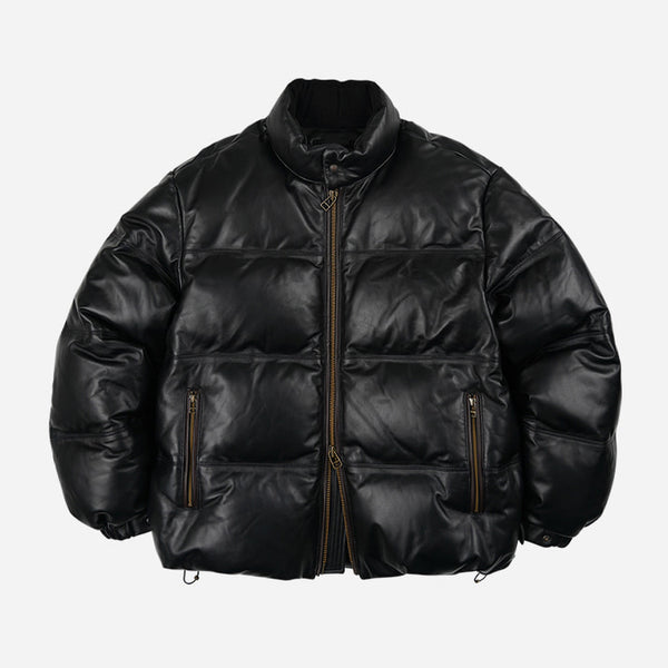 SNOWDON LEATHER DOWN JACKET - BLACK