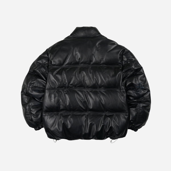 SNOWDON LEATHER DOWN JACKET - BLACK