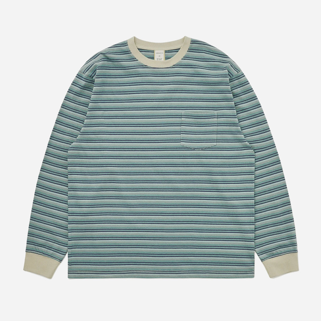 Khakis 2020 BORDER STRIPE L/S T-SHIRT - PISTACHIO/BLUE - The Great