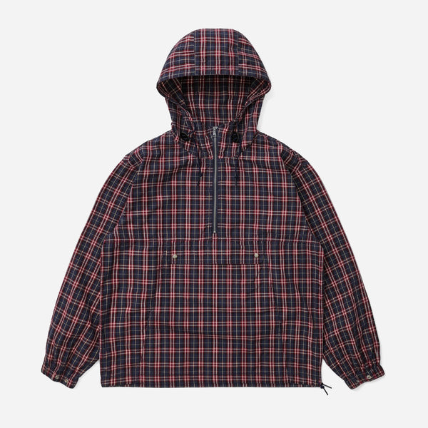 PLAID POPOVER ANORAK - RED