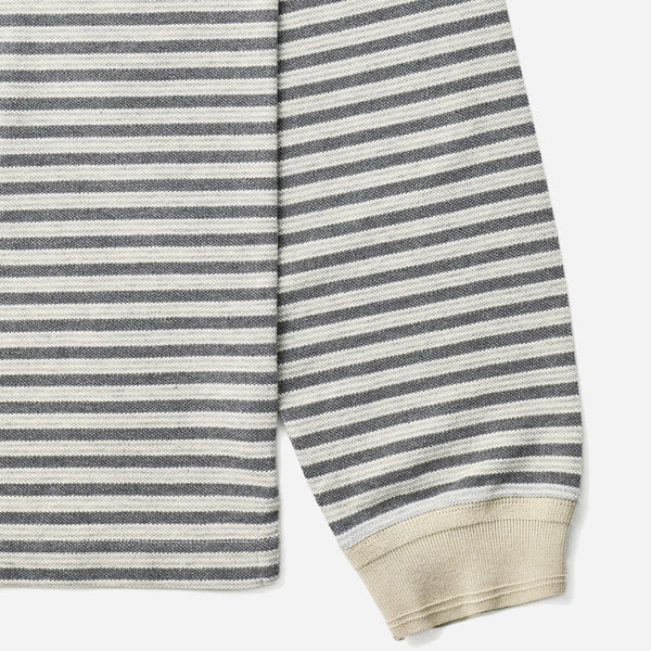 STRIPE HENLEY L/S T-SHIRT - GREY
