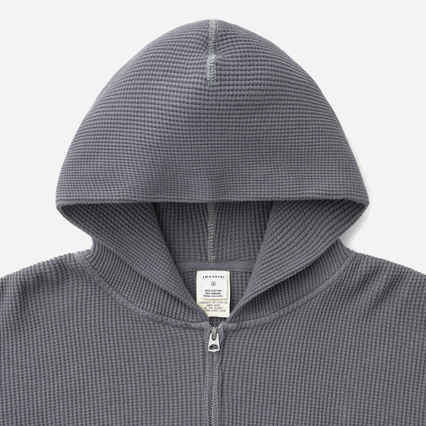 WAFFLE FULL ZIP HOODIE - FADED BLACK