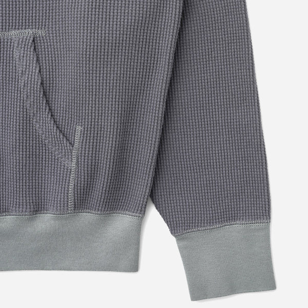 WAFFLE FULL ZIP HOODIE - FADED BLACK