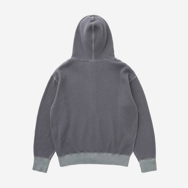 WAFFLE FULL ZIP HOODIE - FADED BLACK