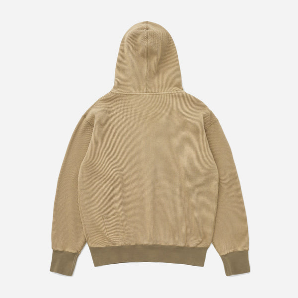 WAFFLE FULL ZIP HOODIE - TAN