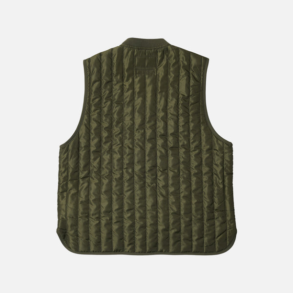 STRIPE QUILT MIL LINER VEST - OLIVE
