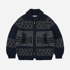 Frizmworks - THUNDERBIRD COWICHAN CARDIGAN - NAVY -  - Main Front View