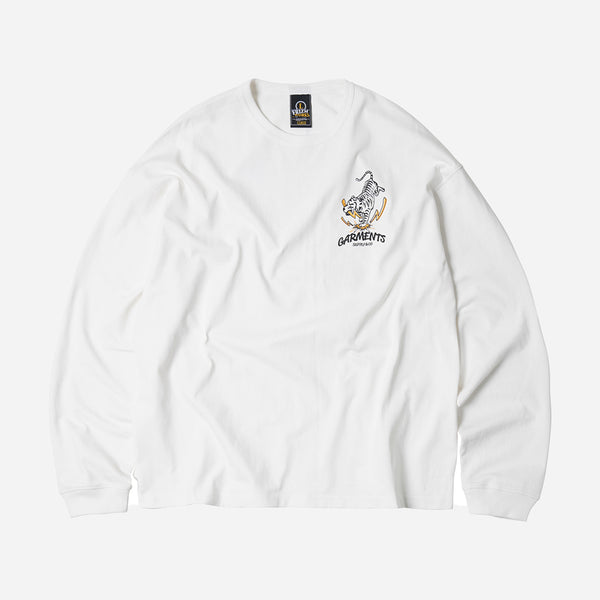 TIGER PUGMARK LONG SLEEVE TEE - WHITE - THE GREAT DIVIDE