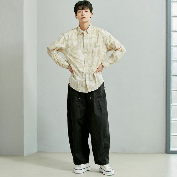 TWILL BALLOON PANTS - BLACK